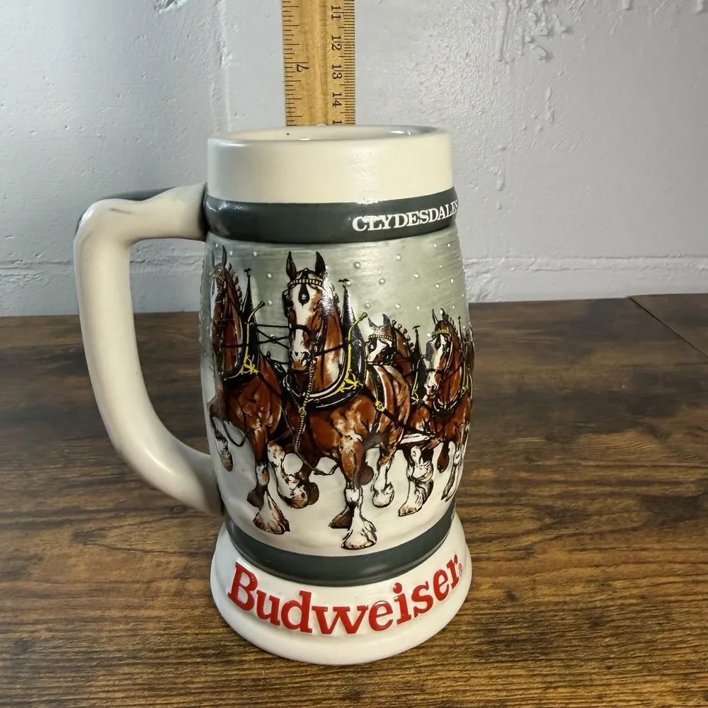 Budweiser 1982 Clydesdales 50th Anniversary 1933-1983 Holiday Beer Stein Mug